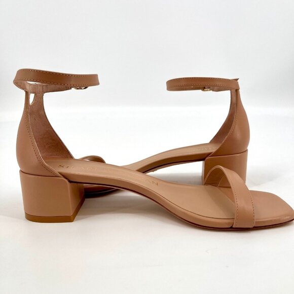 Stuart Weitzman NudistCurve 35 Sandal Size 6 B Adobe Patent Leather Square Toe - Picture 6 of 15